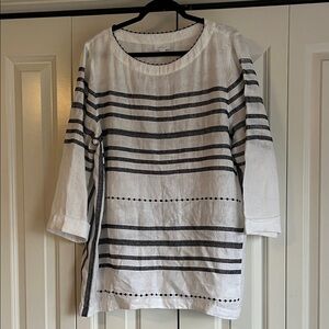 Women’s xl linens black and white 3/4 sleeve shirt purejill